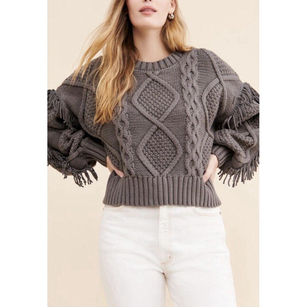 Women’s Size S Line & Dot Jasper Sweater Fringe Sleeves EUC - Picture 1 of 5